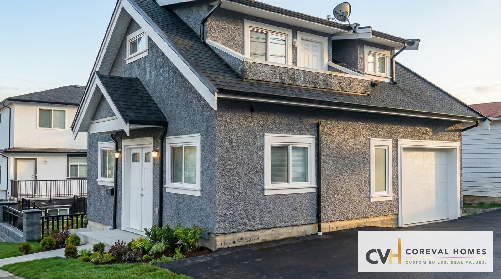 CoreVal Homes Maple Ridge custom home exterior used to estimate BC house building costs