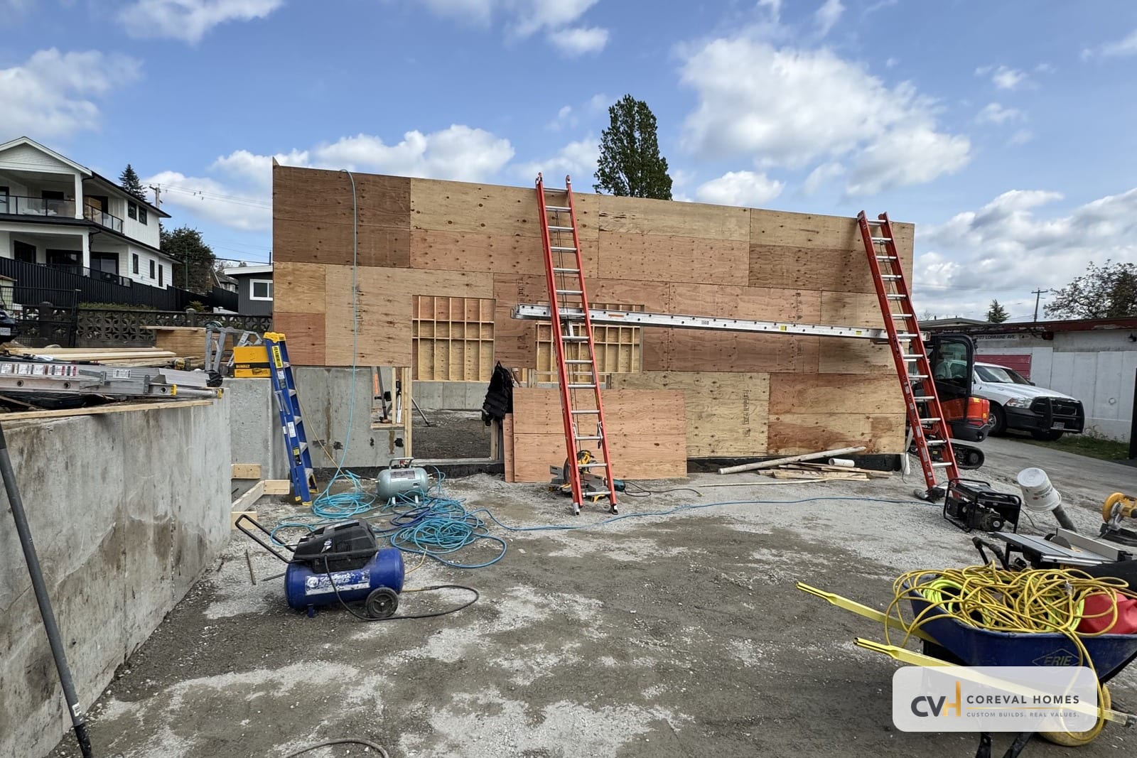 Detached garage framing in Metro Vancouver